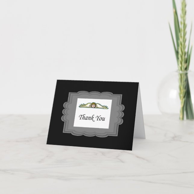 Angel Thank You Card With Gray Border (Front)