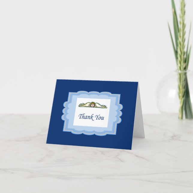 Angel Thank You Card With Light Blue Border (Front)