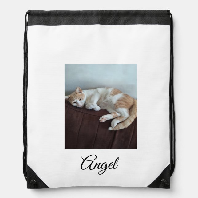 Angel the Sassy Cat  Drawstring Bag (Front)