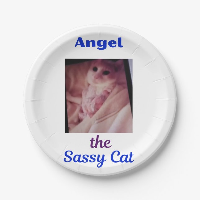 Angel the Sassy Cat Paper Plates (Front)