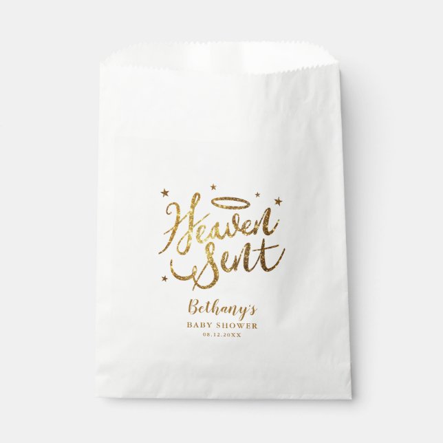 Angel Theme Heaven Sent Baby Shower Favor Bag (Front)