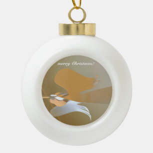 Angel trumpets ceramic ball christmas ornament