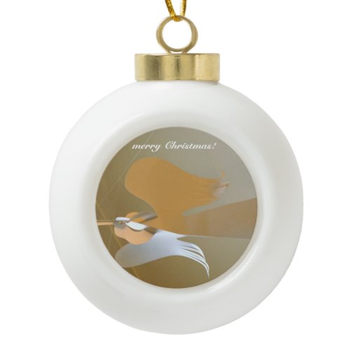 Angel trumpets ceramic ball christmas ornament