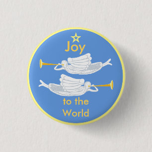 Angel trumpets Joy to the World Button