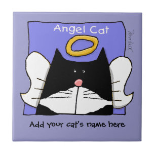 Angel Tuxedo Cat Personalize Tile