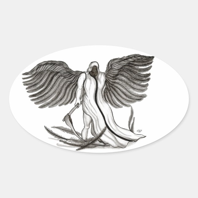 Angel Uriel Oval Sticker (Front)