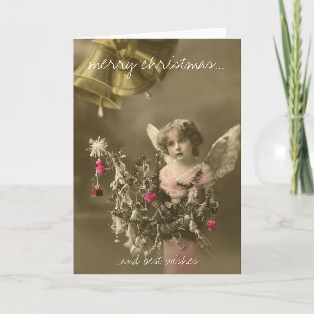 Angel vintage christmas greeting card (Front)