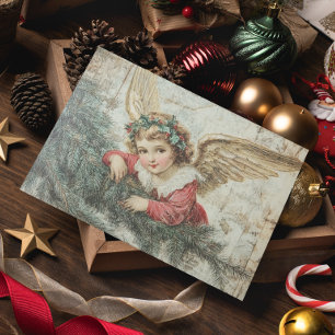 Angel Vintage Decoupage Christmas  Postcard