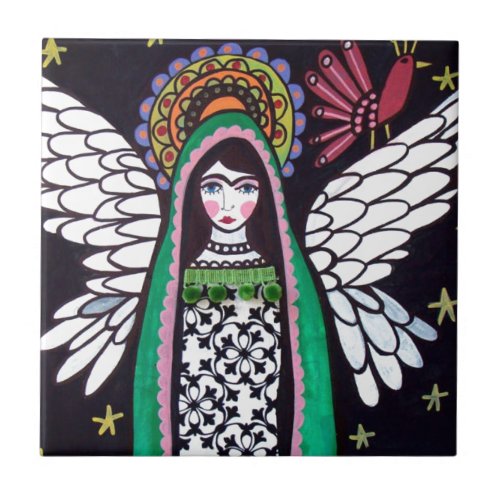 Angel Virgin of Guadalupe Art by Heather Galler Tile