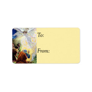 Angel Visting Shepherds Vintage Gift Tag