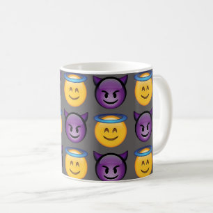 Angel vs Devil Emoji Pattern Coffee Mug