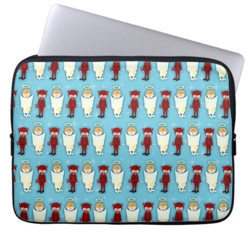 Angel Vs Devil Pattern Retro Fun Cartoon Laptop Sleeve