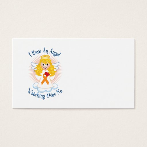 Customizable Angel Watching Over Me Orange Ribbon Business Cards