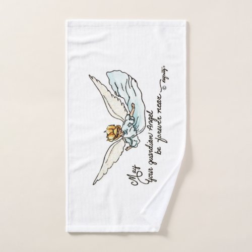 Angel Watercolor Gracefully Near and Watching You Hand Towel