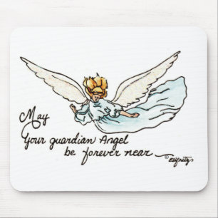 Angel Watercolor Gracefully Near and Watching You Mouse Pad