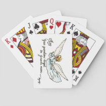 Angel Watercolor Gracefully Near and Watching You Poker Cards