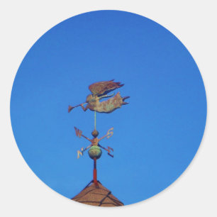 Angel Weather Vane Bright Blue Sky Classic Round Sticker