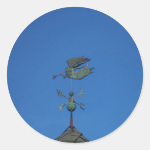 Angel Weather Vane Classic Round Sticker