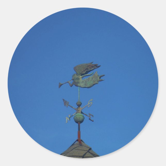 Angel Weather Vane Classic Round Sticker (Front)