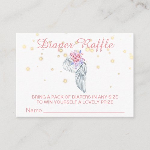  Angel Wing Crystal Feathers Girl Diaper Raffle Enclosure Card