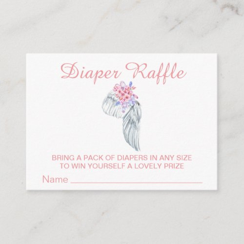  Angel Wing Crystals Feather Girl Diaper Raffle Enclosure Card