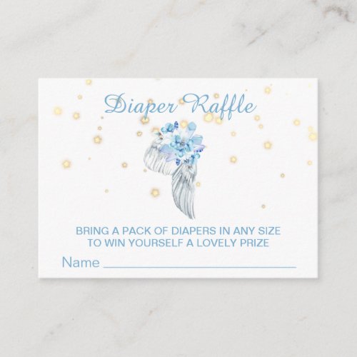  Angel Wing Crystals Feathers Boy Diaper Raffle Enclosure Card