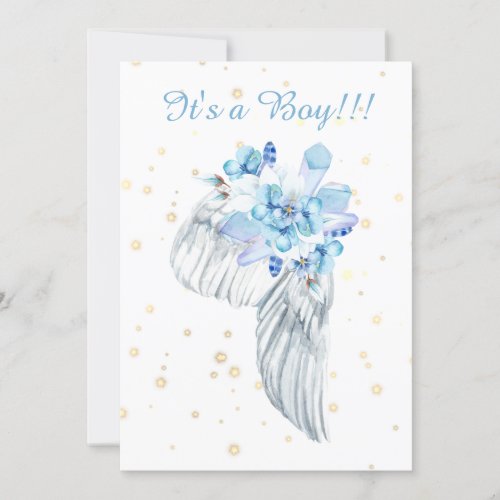 ** Angel Wing Crystals Feathers Shower Invitation