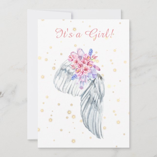 *~* Angel Wing Crystals Feathers Shower Invitation (Front)