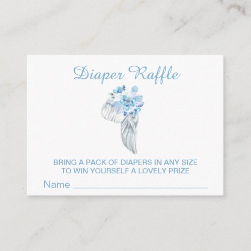  Angel Wing Feathers Crystals Boy Diaper Raffle Enclosure Card