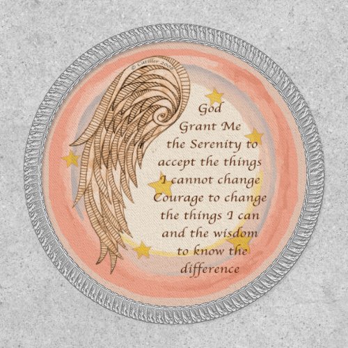 Angel Wing Serenity Prayer custom name Patch