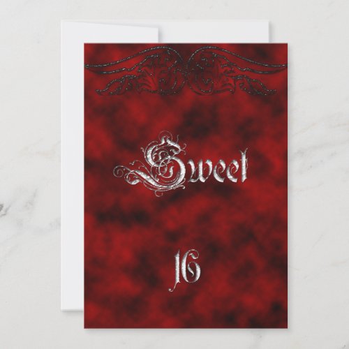 Angel Wing Sweet 16 Birthday Goth Invitation