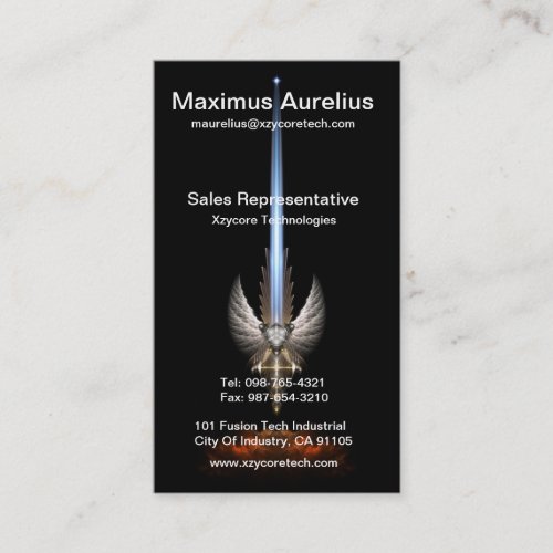 Angel Wing Sword Of Arkledious Black Business Card