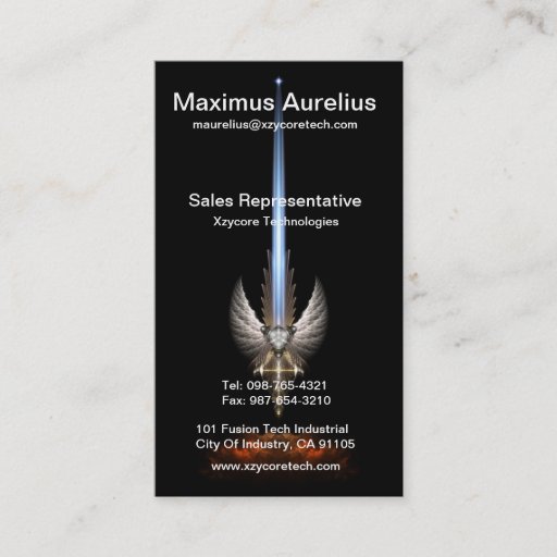 Customizable Angel Wing Sword Of Arkledious Black Business Card