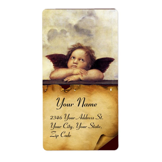 ANGEL / Winged Cherub,,brown parchment,white Label (Front)