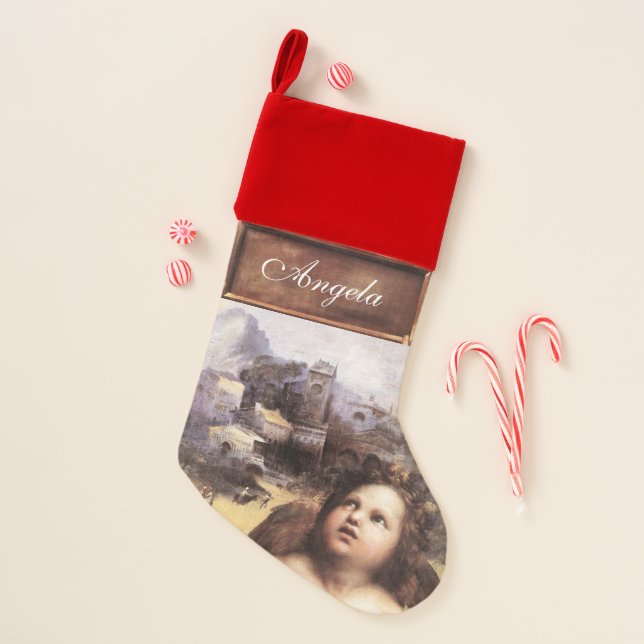 ANGEL,Winged Cherub by Raffaello Sanzio Christmas Stocking (Front)