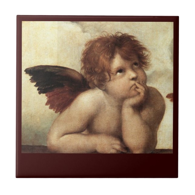 ANGEL / Winged Cherub Ceramic Tile (Front)