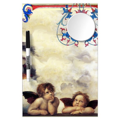 ANGEL  Winged Cherub Dry Erase Board With Mirror