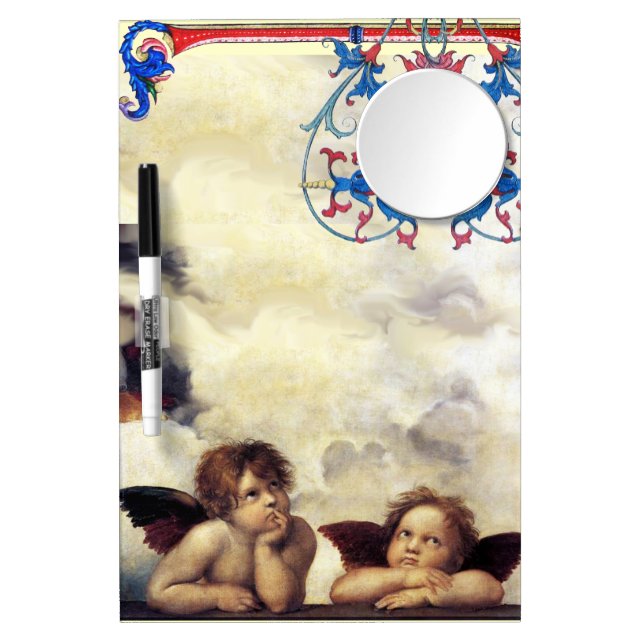 ANGEL / Winged Cherub Dry Erase Board With Mirror (Front)