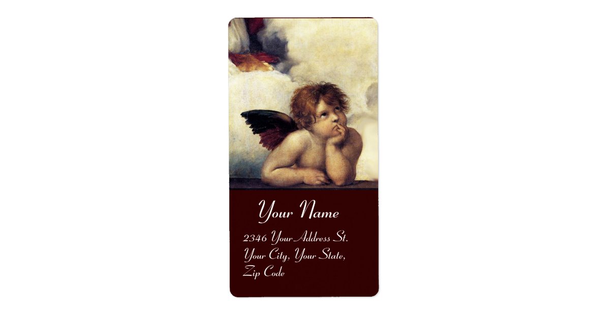 Angelic Labels ANGEL / Winged Cherub Label | Zazzle