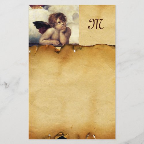 ANGEL  Winged Cherub Parchment Monogram Stationery