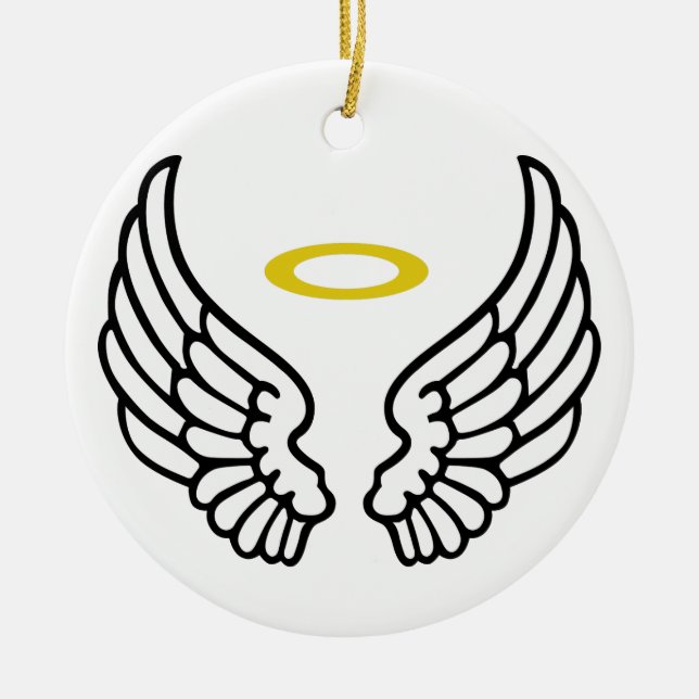Angel Wings and Halo Ceramic Ornament (Front)