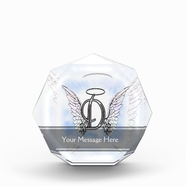 Angel Wings and Halo Monogram Letter D Award (Front)