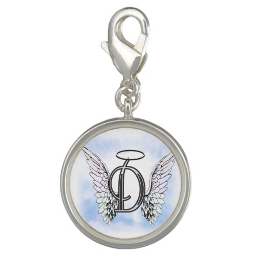 Angel Wings and Halo Monogram Letter D Charm
