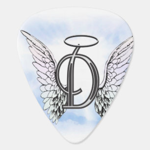 Angel Wings and Halo Monogram Letter D Guitar Pick