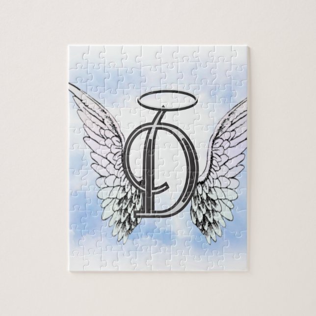Angel Wings and Halo Monogram Letter D Jigsaw Puzzle (Vertical)