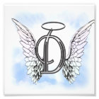 Angel Wings and Halo Monogram Letter D