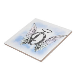 Angel Wings and Halo Monogram Letter D Tile | Zazzle