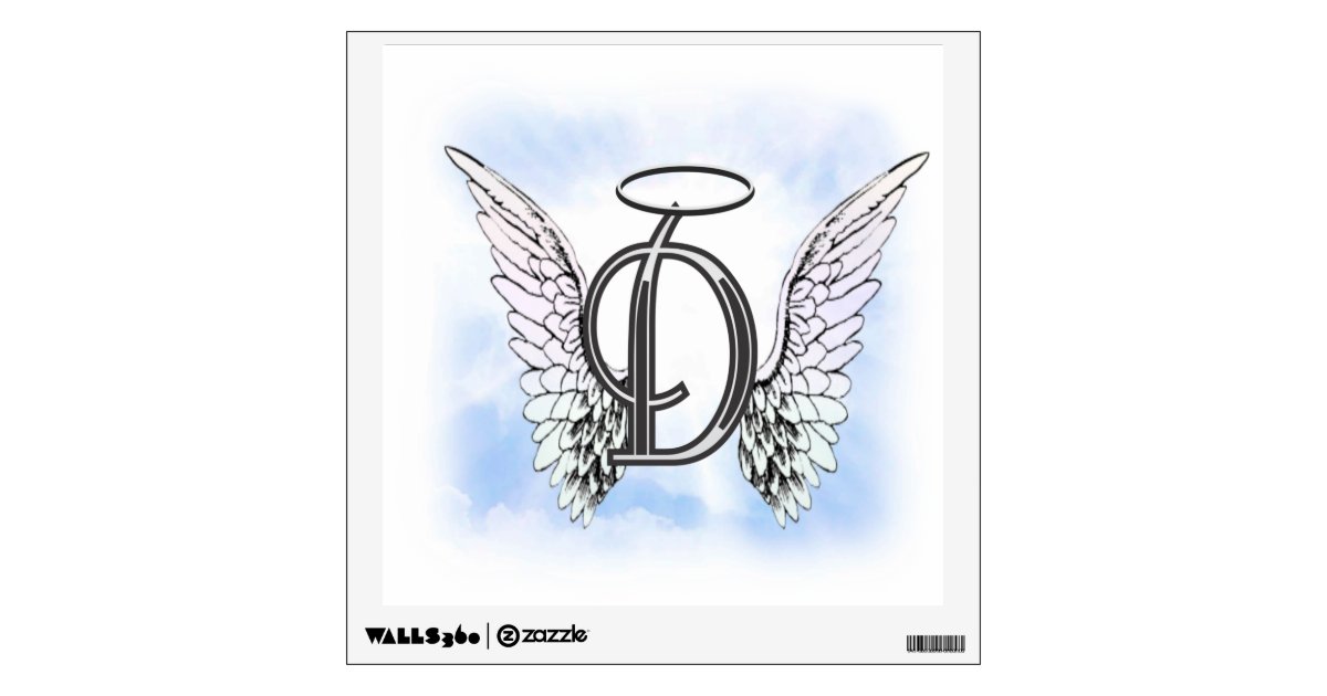Angel Wings And Halo Monogram Letter D Wall Sticker Zazzle Com