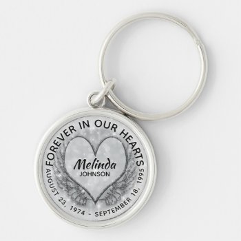 Angel Wings And Heart Memorial Keychain by MemorialGiftShop at Zazzle