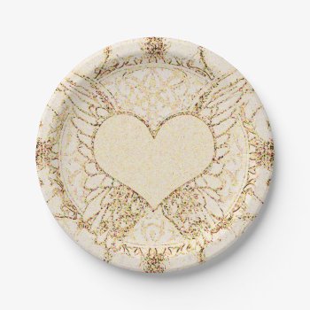 Angel Wings And Heart Paper Plates by HeartsonEverything at Zazzle